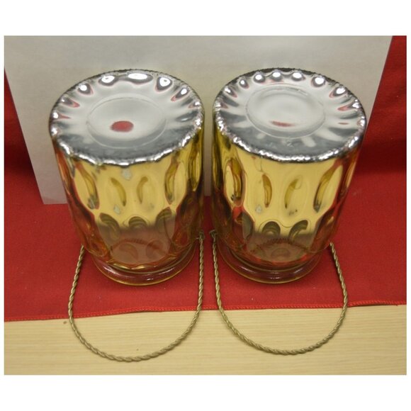 Set of 2 Gold Mirrored Candle Holders +Wire Handle Home Décor ~5-7/8" T x 4-1/4" - Picture 4 of 4